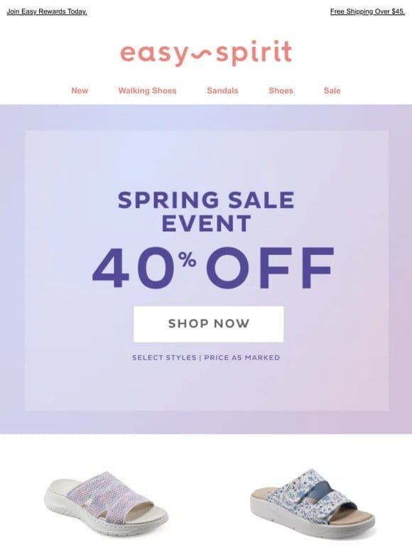 40% OFF Sneakers， Sandals， Flats: The Spring Sale Event