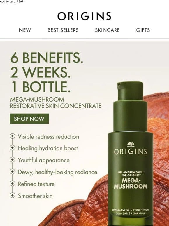 6 Benefits. 2 Weeks. 1 Bottle.