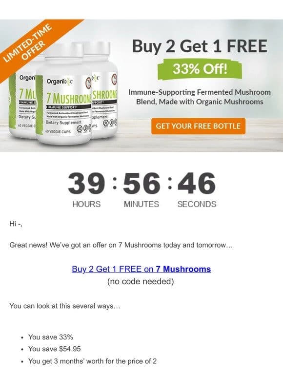 7 Mushrooms: Buy 2 Get 1 Free