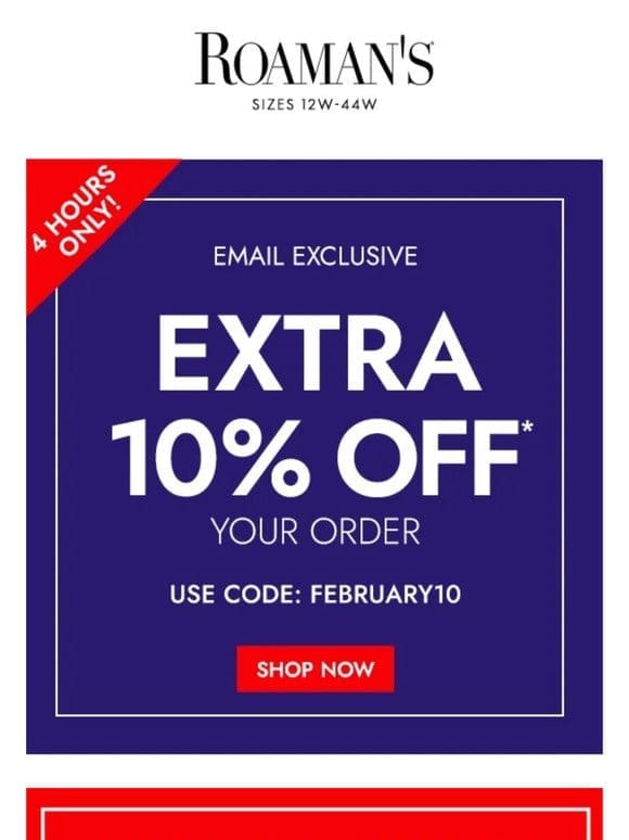 A VIP email exclusive: extra 10% off