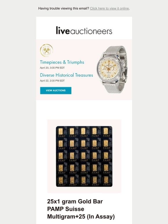 Activity Auctions | Timepieces & Triumphs | Diverse Historical Treasures