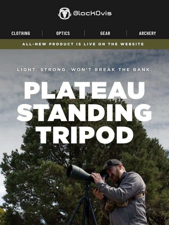 All-new BlackOvis Plateau Carbon Standing Tripod