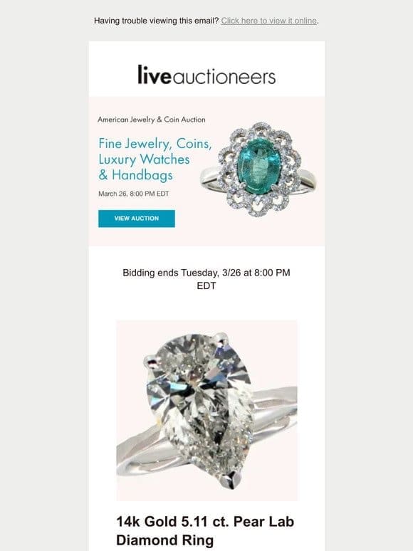 American Jewelry & Coin Auction | Fine Jewelry， Coins， Luxury Watches & Handbags