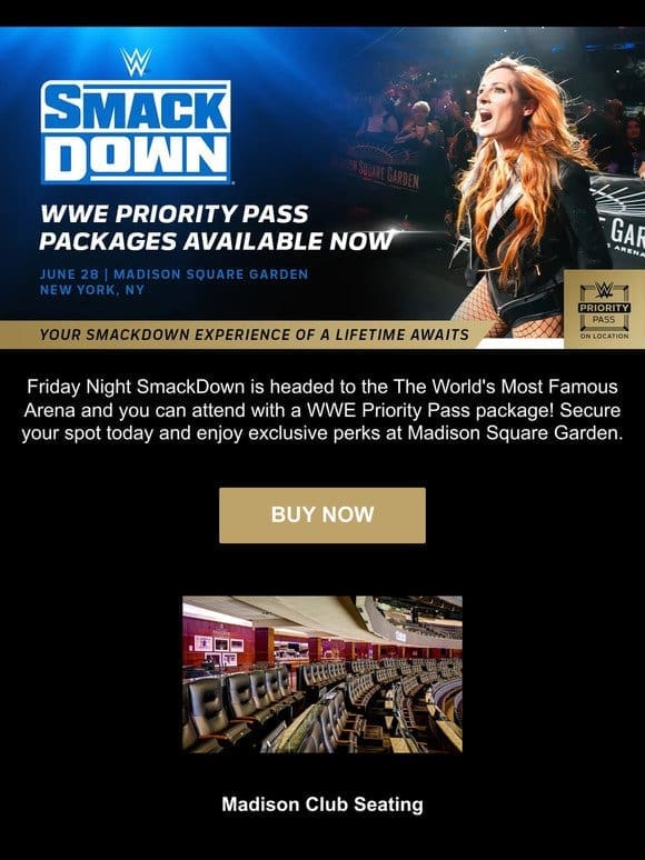 Attend SmackDown at MSG with a Priority Pass