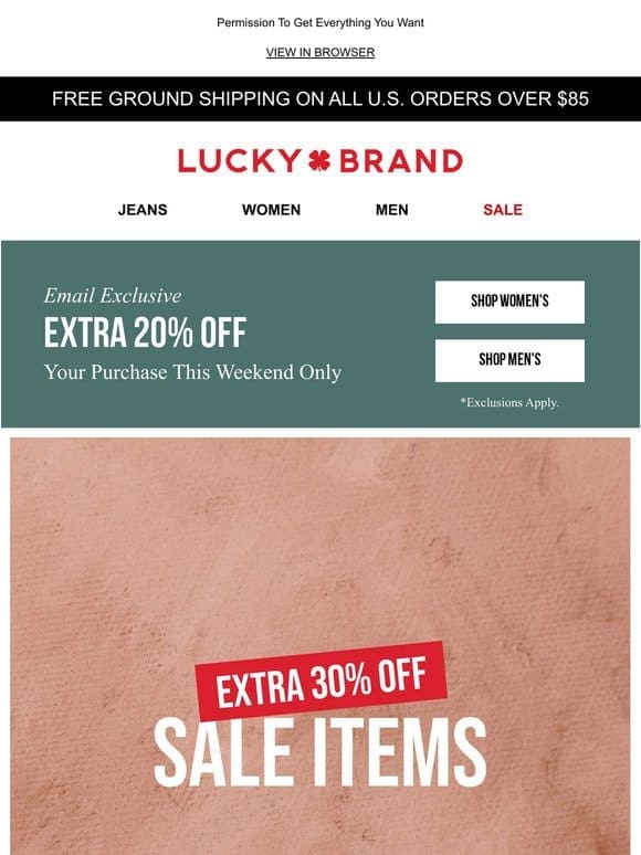 BIG Savings: Extra 30% Off Sale， PLUS 20% Off