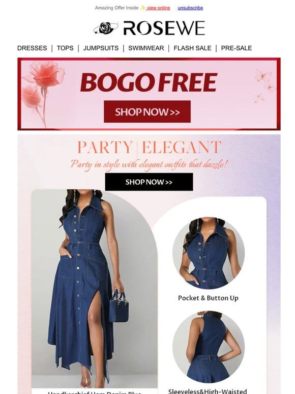 BOGO FREE + Party in style with elegant outfits!