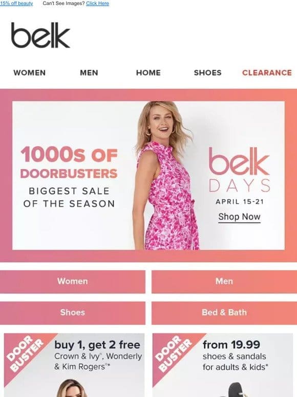 Belk Days   Save BIG on 1000s of doorbusters!