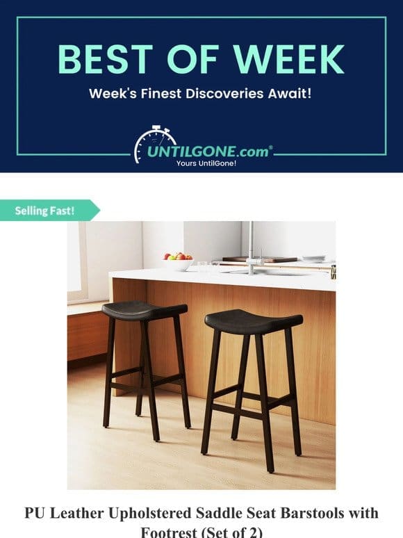 Best of the Week – 56% OFF Leather Upholstered Saddle Seat Barstools