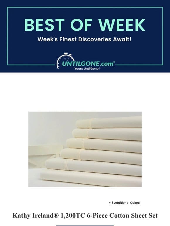 Best of the Week – 73% OFF Kathy Ireland® 1，200TC 6-Piece Cotton Sheet Set