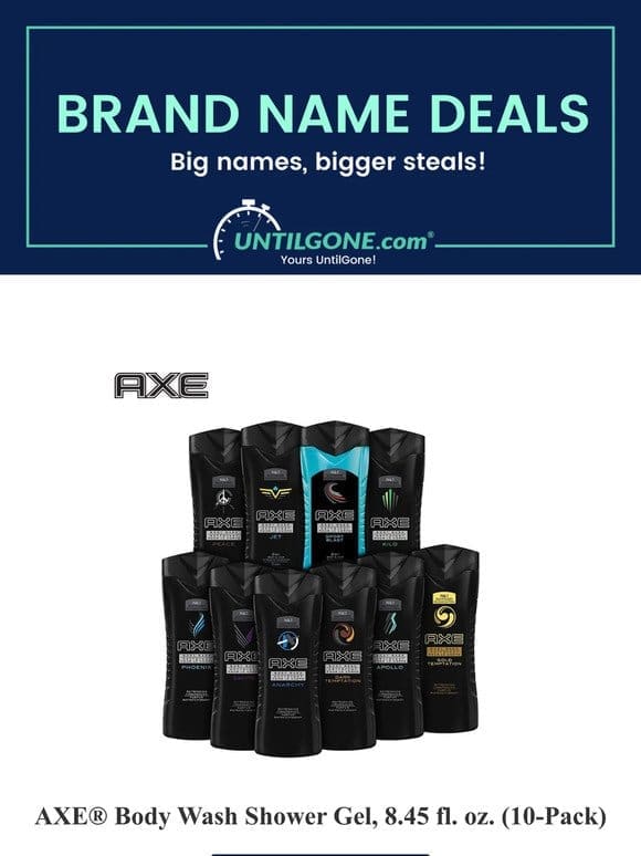 Brand Name Deals – 59% OFF AXE® Body Wash Shower Gel， 8.45 fl. oz. (10-Pack)