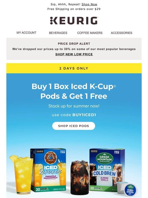 Buy 1 iced pod variety， Get 1 FREE