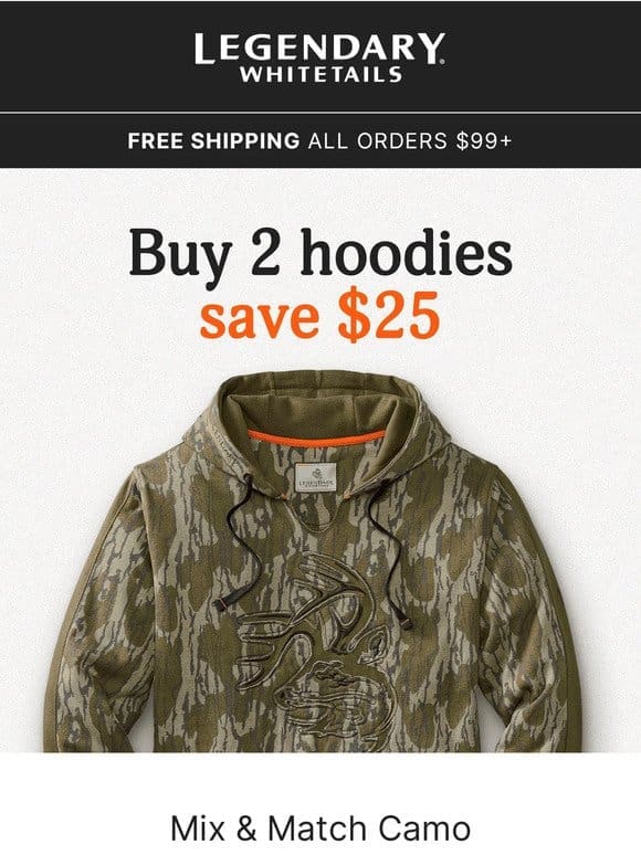Buy 2 Hoodies， Save $25