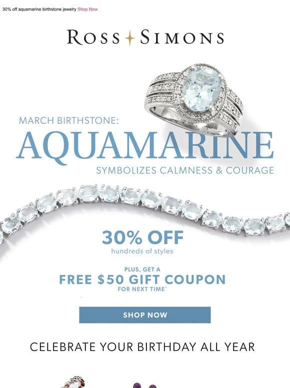 Celebrate March birthdays with this cool jewel: serene aquamarine