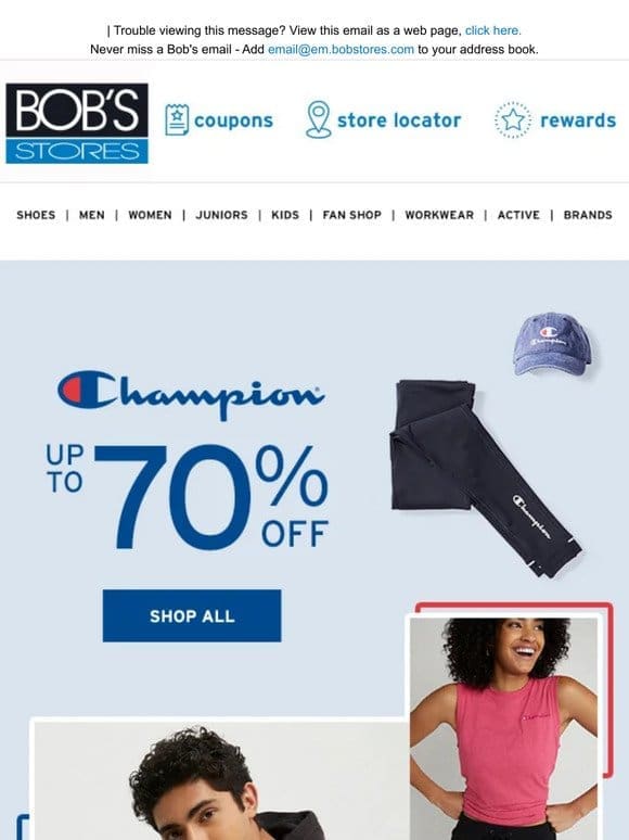 Champion Up to 70% OFF! + New Styles