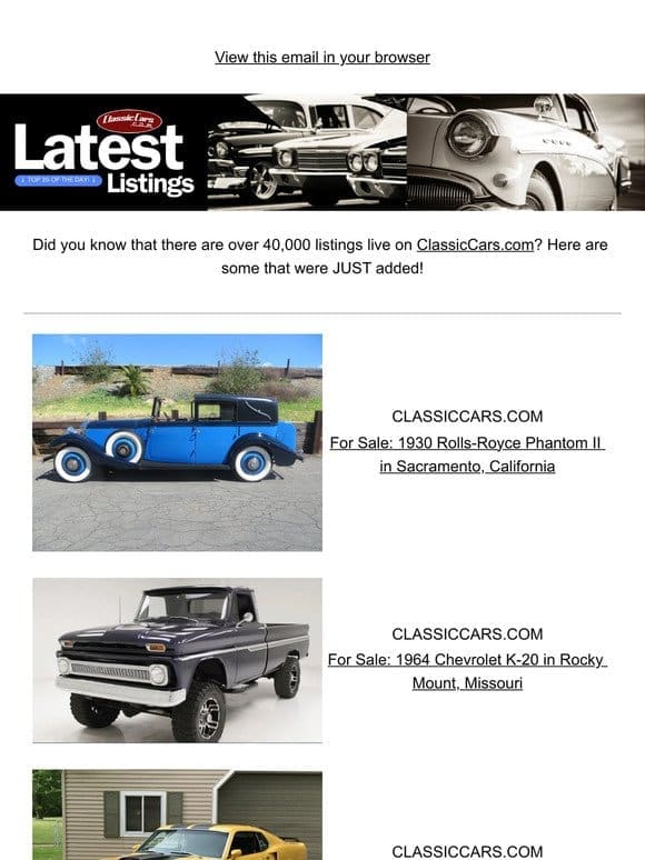 Coming in HOT on ClassicCars.com!