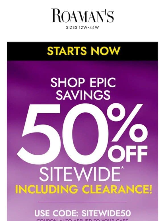 Confirmed ✅ 50% OFF SITEWIDE