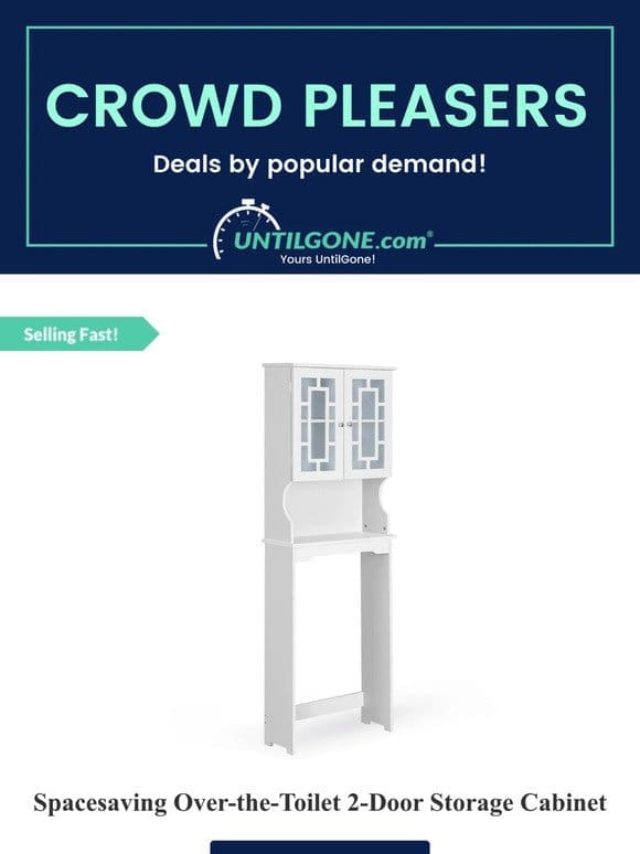 Crowd Pleasers – 43% OFF Spacesaving Over-the-Toilet 2-Door Storage Cabinet