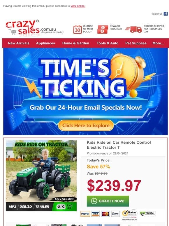 Daily Deal: $310 Off Kids’ Ride-On Tractor Toy – Grab the Fun at a Discount!