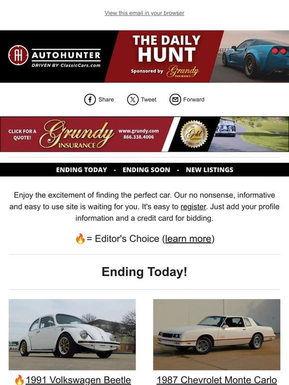 Daily Hunt: Look at what’s ending today…  Last chance to bid!