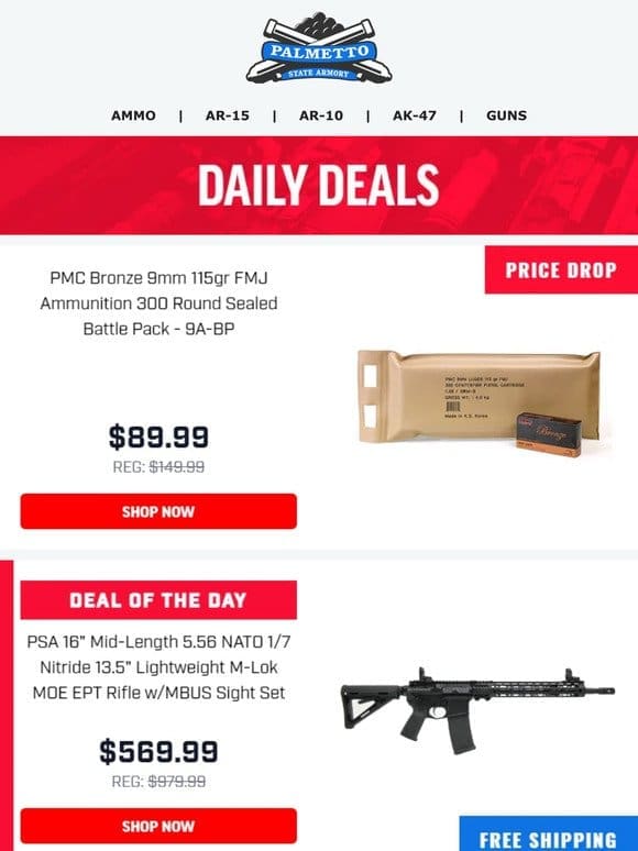Deal of the Day! | PSA 16″ Partial Picatinny M-Lok MOE EPT Rifle $569.99 Free Shipping!