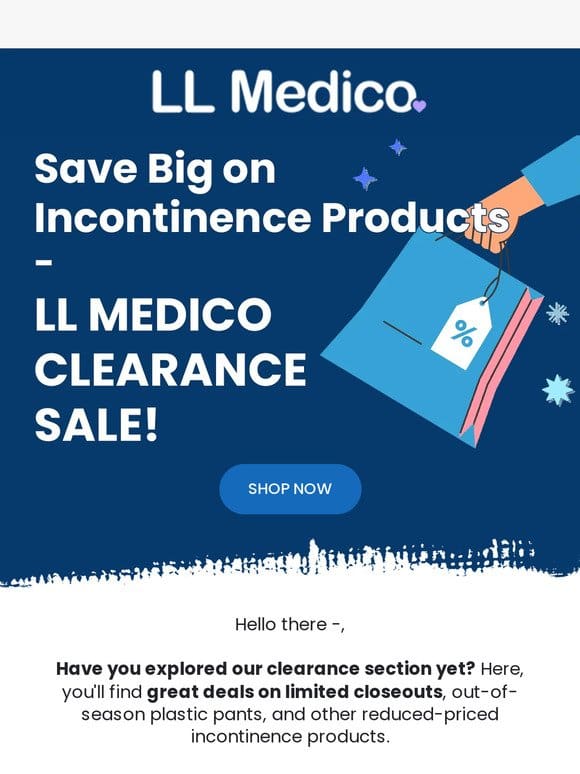 Discounted incontinence supplies at LL Medico!
