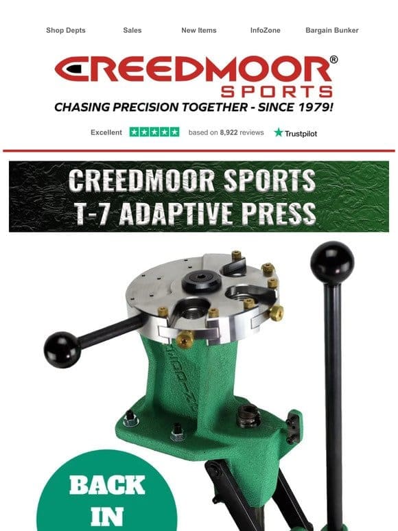 Do You Want a Better Reloading Experience? Experience The Creedmoor Sports T-7 Adaptive Presses!