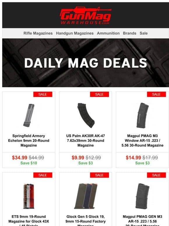 Don’t Miss These Deals! | Springfield Armory Echelon 9mm 20rd Mag for $35