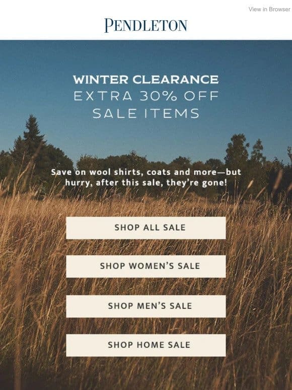 Don’t miss the Winter Clearance Sale