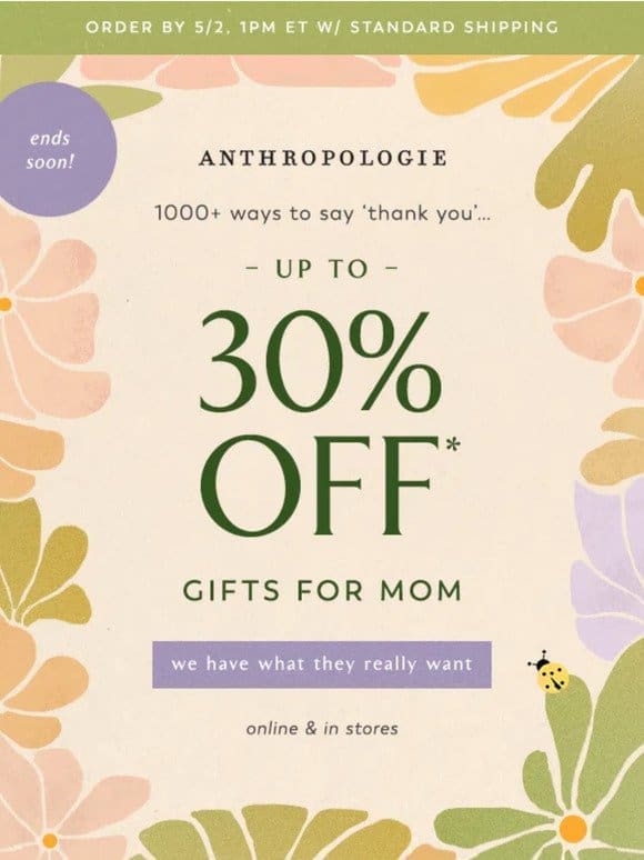 ENDS SOON: up to 30% OFF 1000+ gifts!