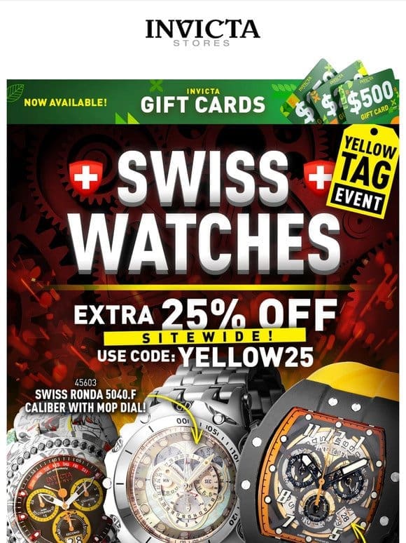 EXTRA 25% OFF SITEWIDE Swiss Made Watches  ❗️