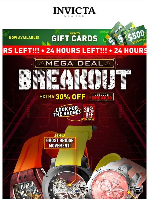 EXTRA 30% OFF Breakout Deals ⏰24 hours LEFT❗️