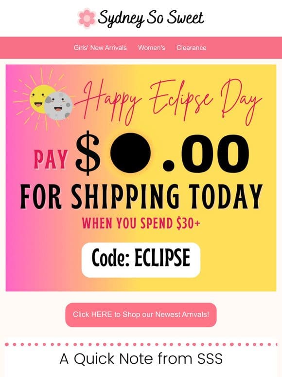 Eclipse Day FREE Shipping!!