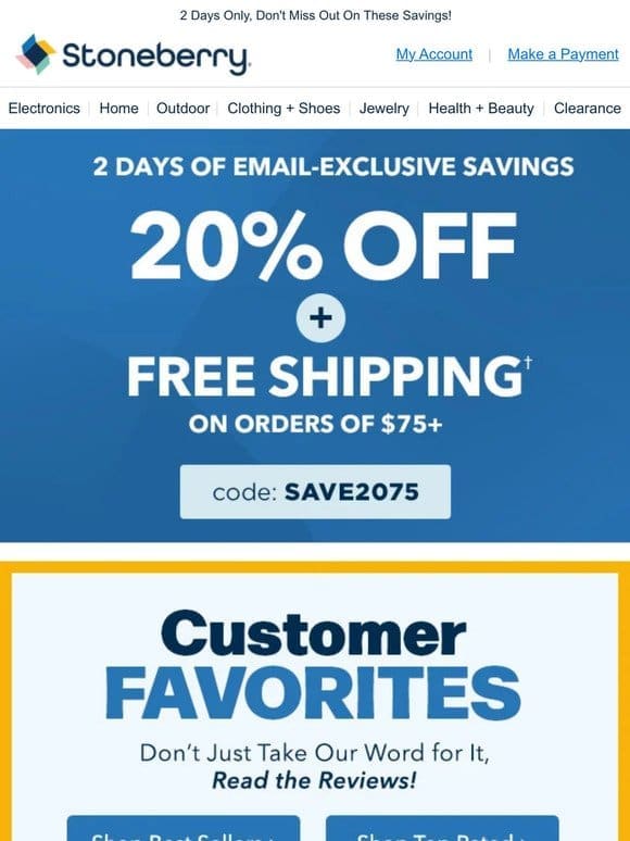Email Exclusive: 20% Off & Free Shipping!