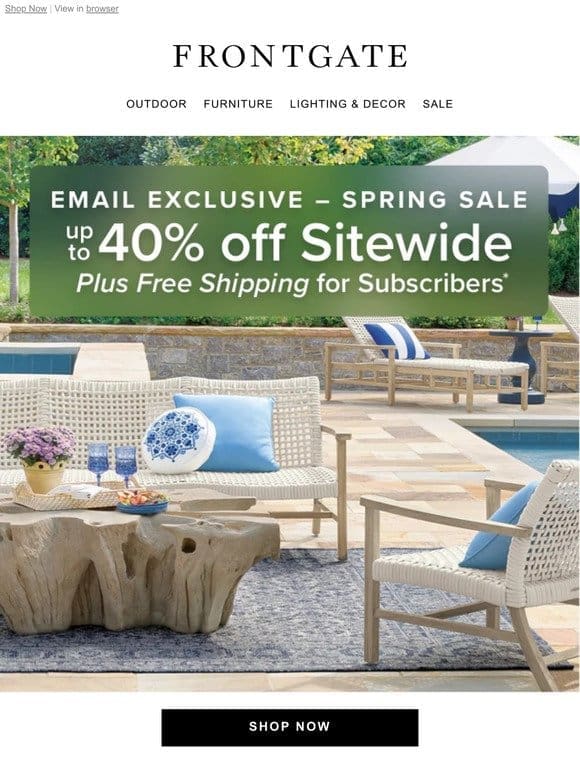 Email Exclusive: Up to 40% off sitewide + FREE shipping for subscribers.