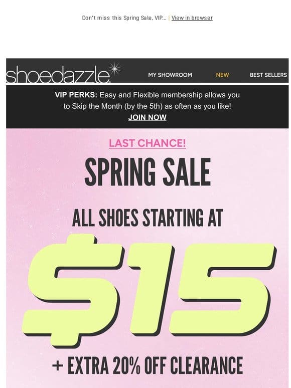 Ends Soon: All Shoes Starting at $15