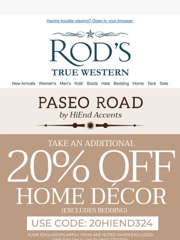 Ends in a Few Hours!– 20% Off Home Décor From Paseo Road by HiEnd