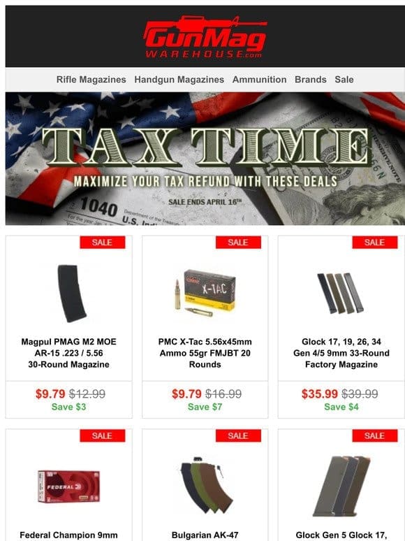 Enjoy These Tax Time Deals | Magpul PMAG Gen 2 AR-15 30rd Mag for $9.79