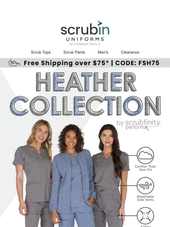 Experience Heathered 4-Way Stretch Scrubs in Action