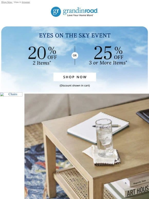 Eyes on the Sky Event: 20% off 2 Items， 25% off 3 Items