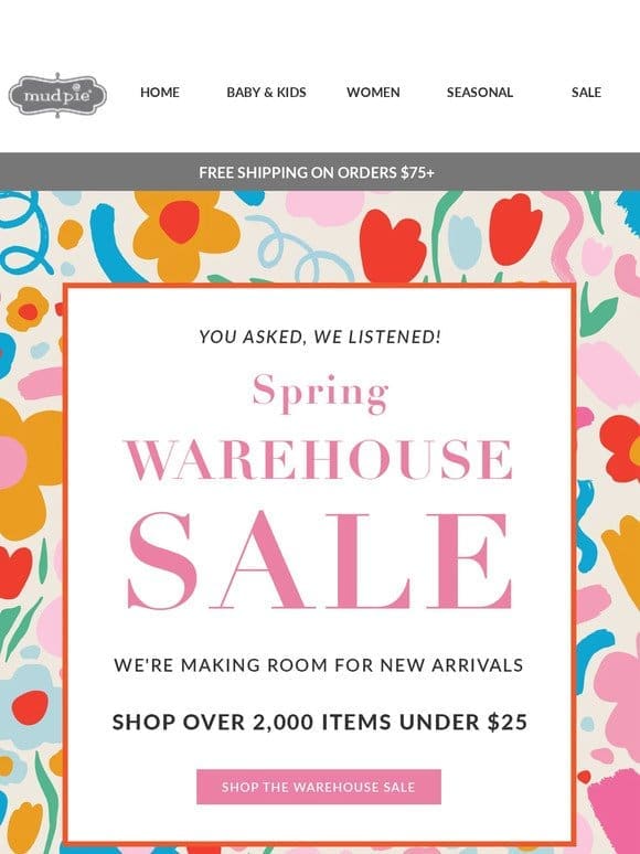 FINAL day to shop our Warehouse Sale!!!