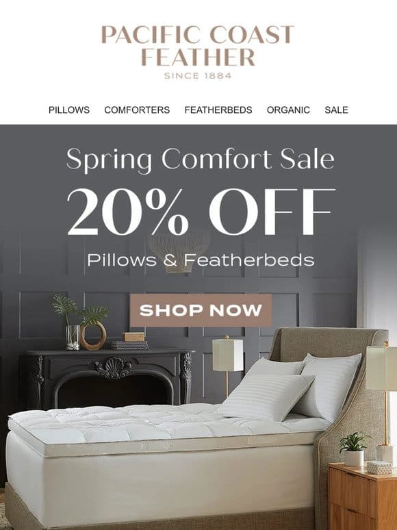 Fall Asleep on Cloud-like Featherbeds & Pillows – 20% OFF!