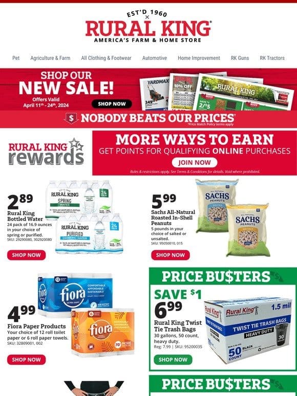 Fill Your Cart w/Savings! Deals on Bottled Water， Peanuts， Jeans & More!