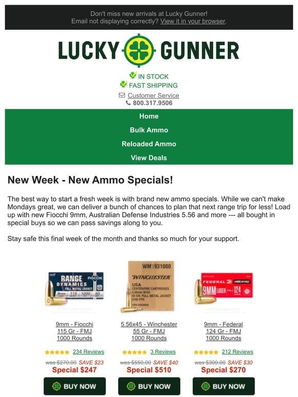 Fresh Ammo Specials & More