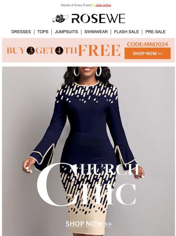 GET 4TH FREE: Church & Chic!