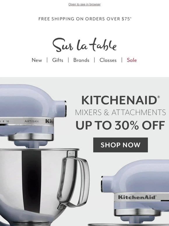 Get in the mix with KitchenAid up to 30% off.