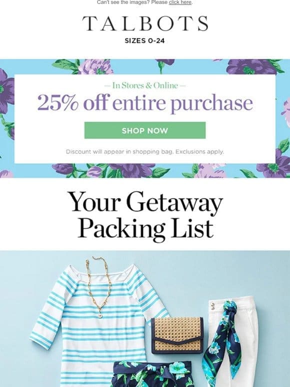 Getaway Packing List + 25% off ENTIRE Purchase