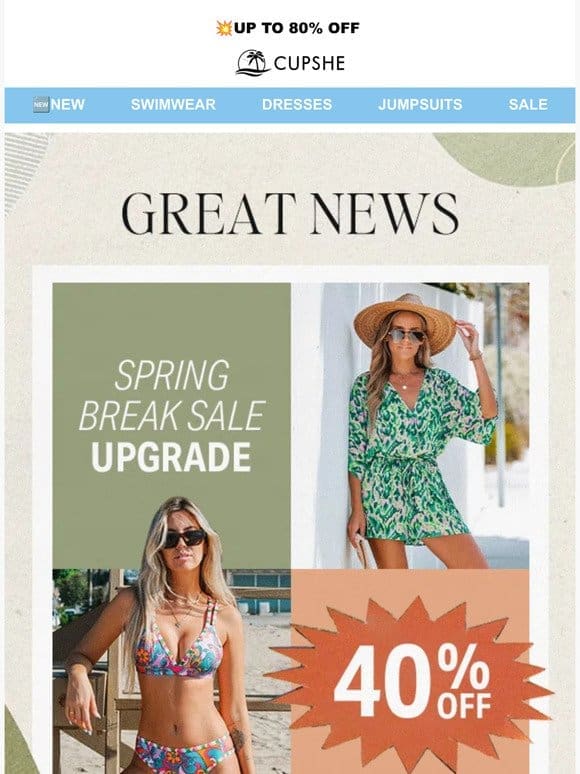 Great News 35% OFF Upgrade 40% OFF