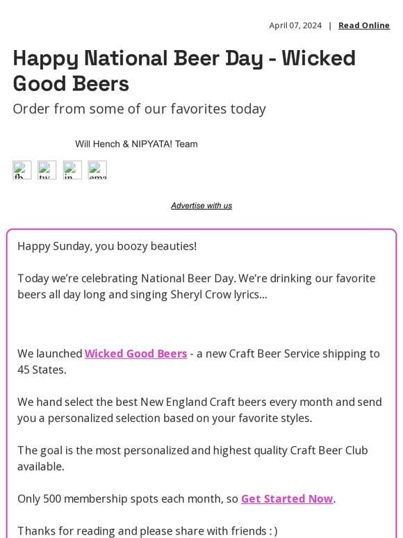 Happy National Beer Day – Wicked Good Beers