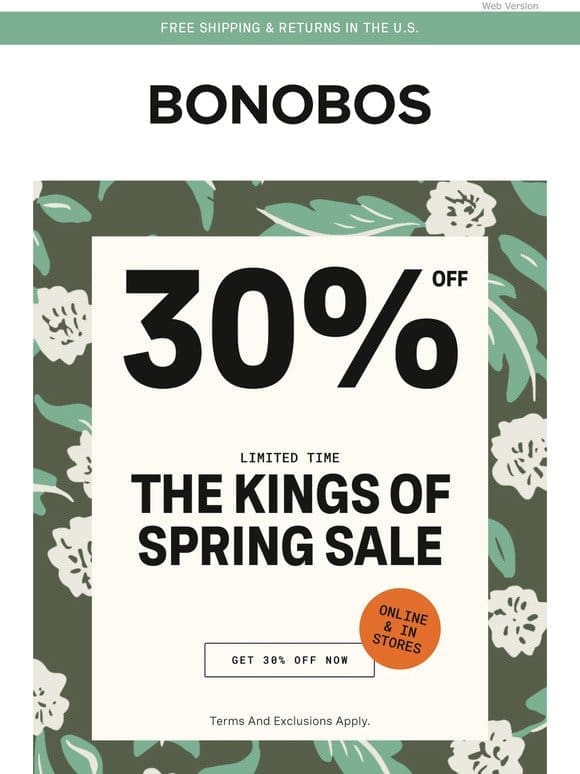 Hear ye， hear ye: 30% Off Starts NOW