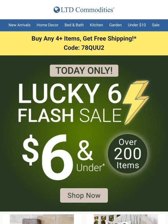 Hurry! $6 & Under Flash Sale Ends Soon!